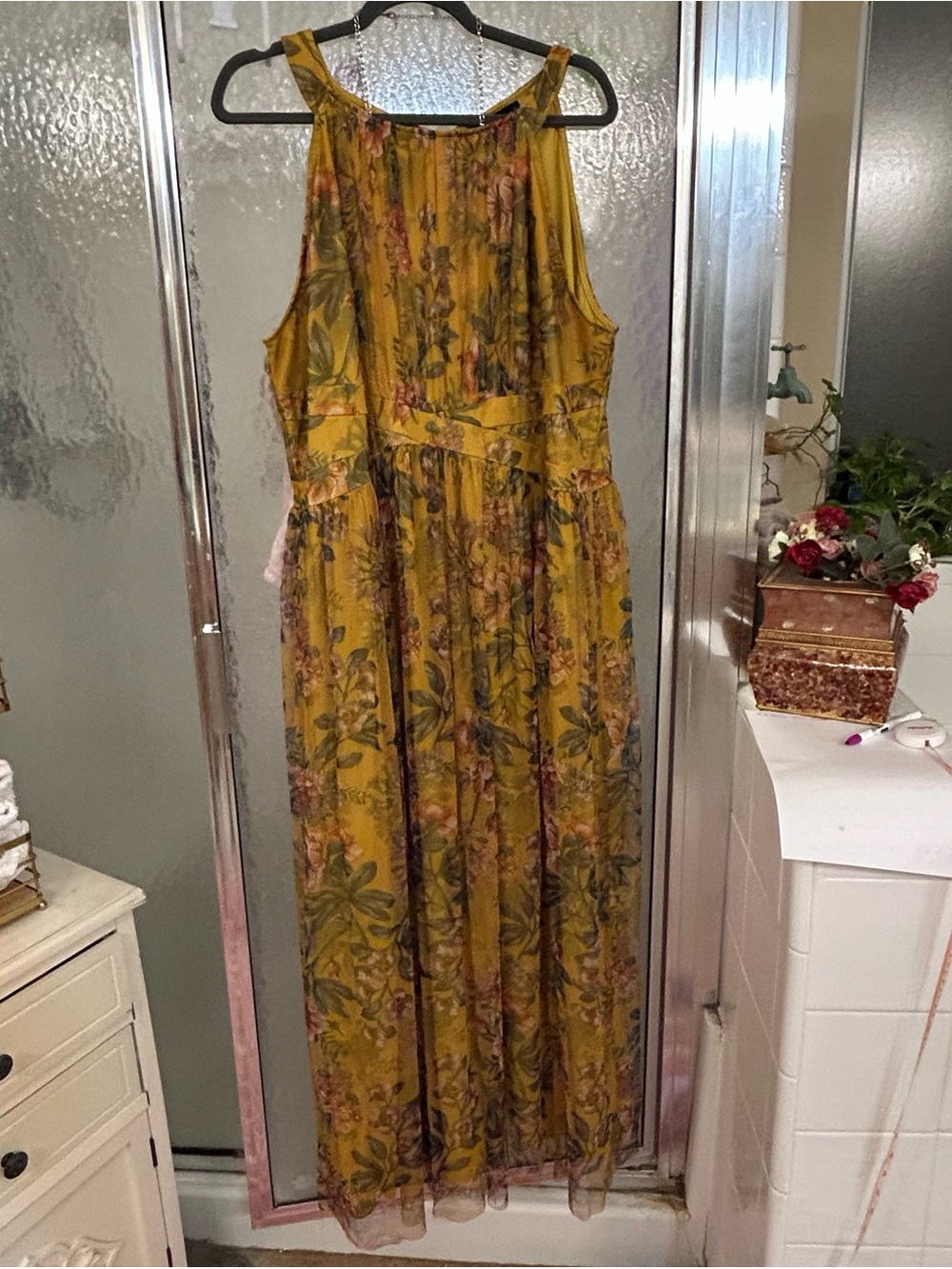 Floral Mustard Yellow Maxi Dress - Lightweight Sleeveless Summer Dress